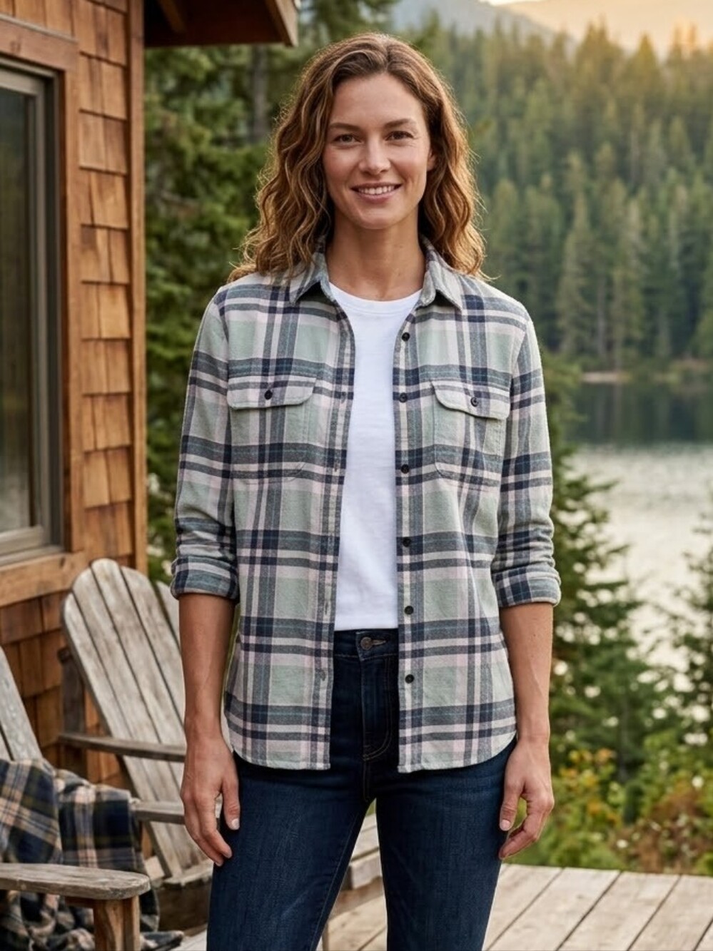 GAP Gray and Green Casual Button Down Shirt